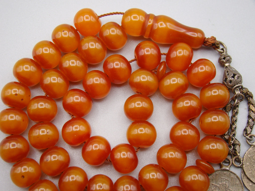 Antique Beautiful Bakelite Amber Rosary beads - Kingdom of Antique Arts