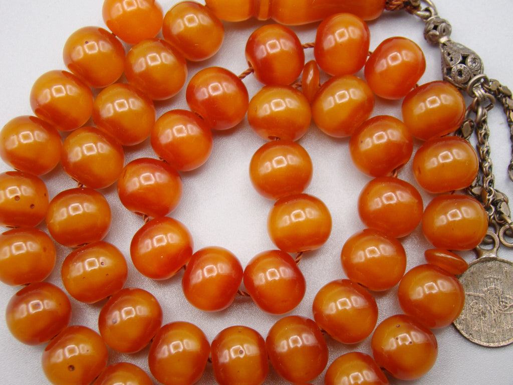 Antique Beautiful Bakelite Amber Rosary beads - Kingdom of Antique Arts