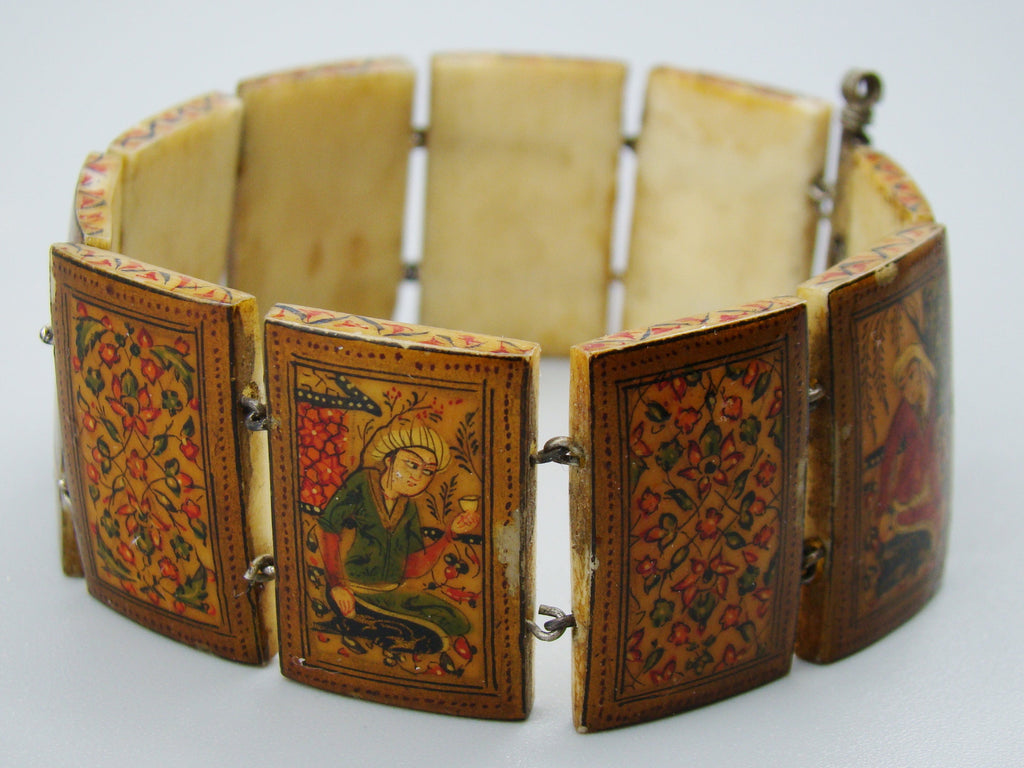 Antique Natural Bone Bracelet with Enamel - Collection Piece - Kingdom of Antique Arts