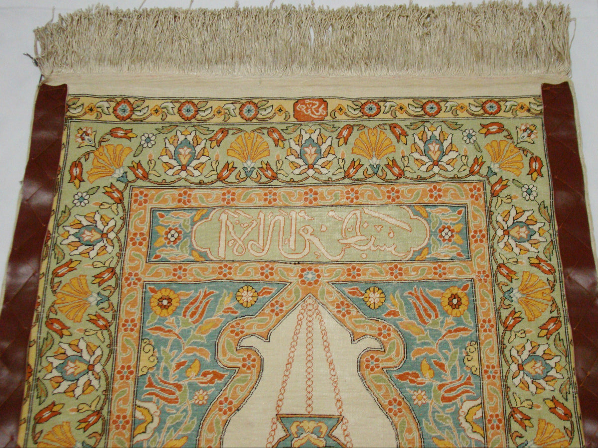 Full View – Antique Turkish Hereke Silk Wall Carpet, 102×63 cm, Rare Museum-Quality Masterpiece | Kingdom of Antique Arts