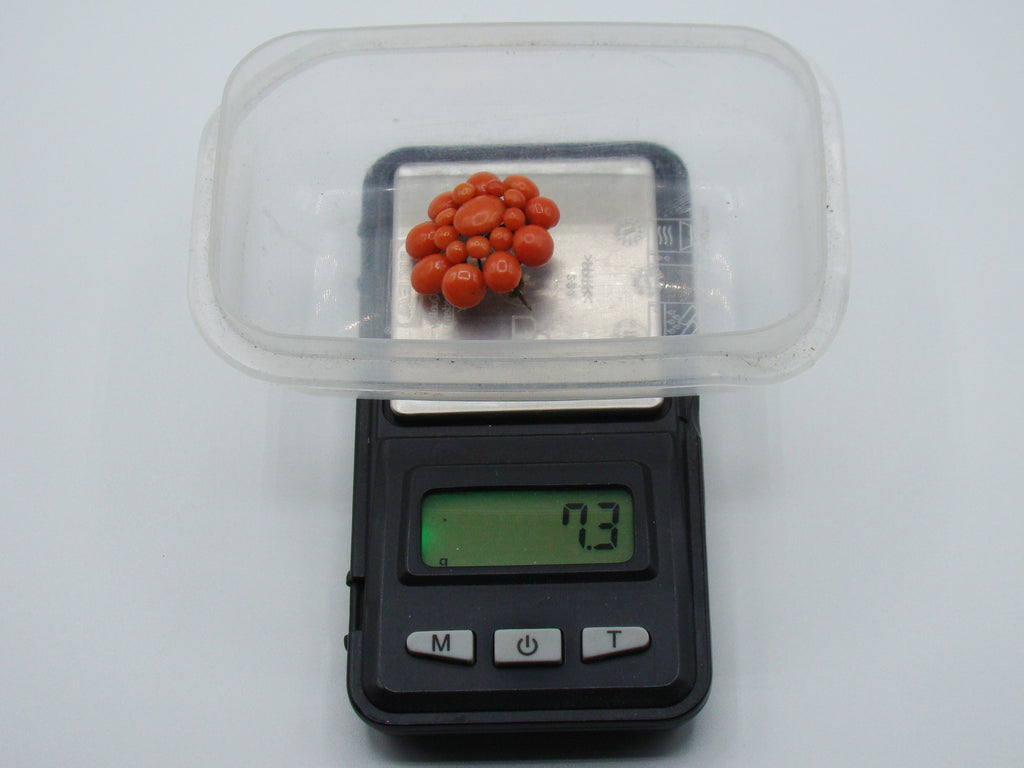 Antique Natural Undyed Dark Orange Coral Brooch - Kingdom of Antique Arts