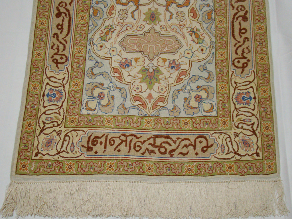 Texture Close-up – Antique Turkish Hereke Silk Wall Carpet, Fine Hand-Knotted Weave, Investment Piece | Kingdom of Antique Arts