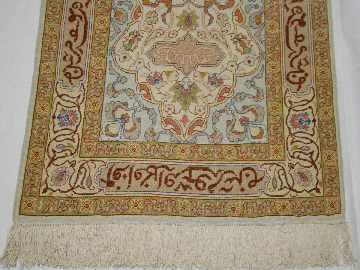 Texture Close-up – Antique Turkish Hereke Silk Wall Carpet, Fine Hand-Knotted Weave, Investment Piece | Kingdom of Antique Arts