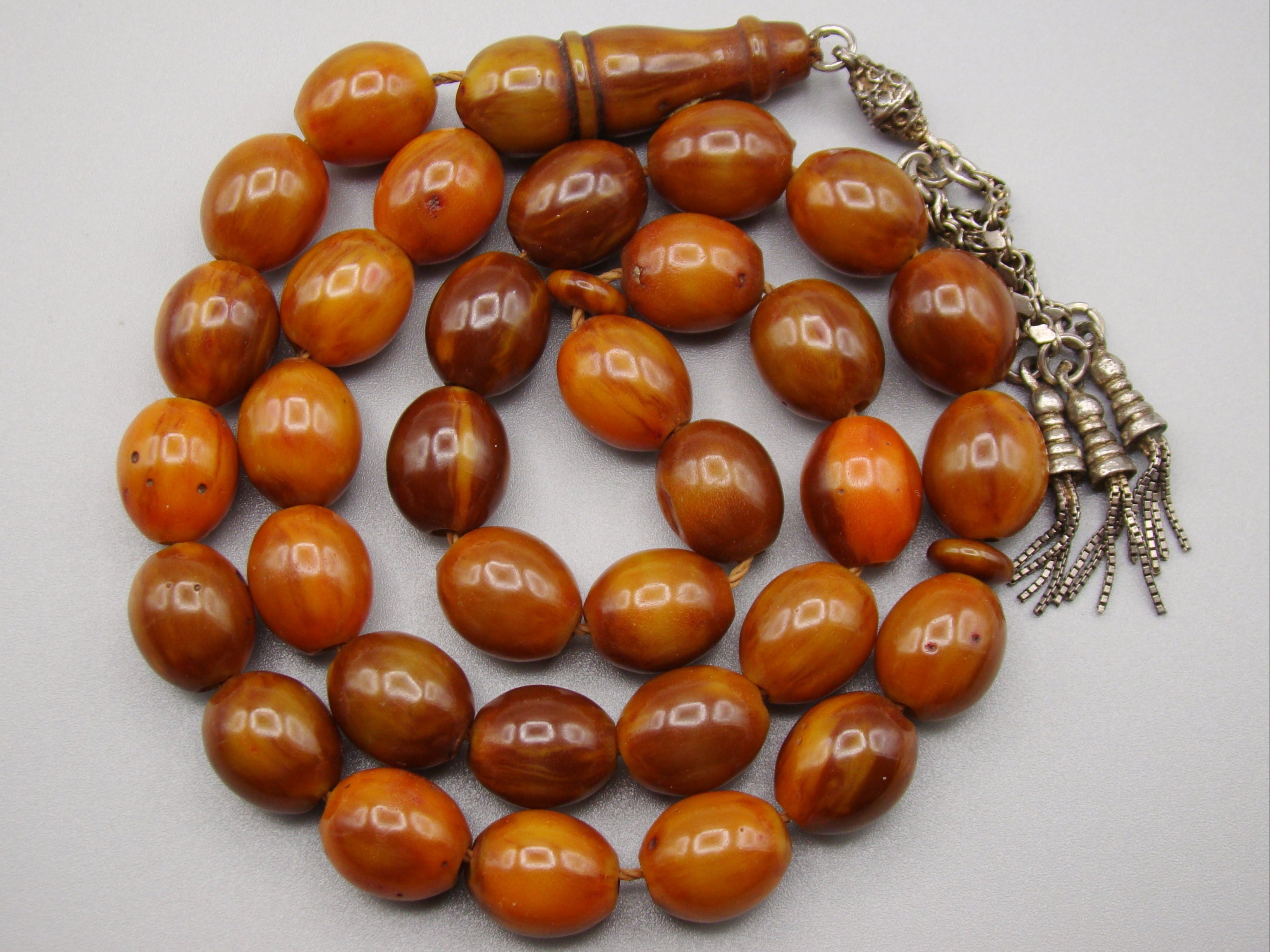 Antique Beautiful Bakelite Amber Rosary beads - Kingdom of Antique Arts