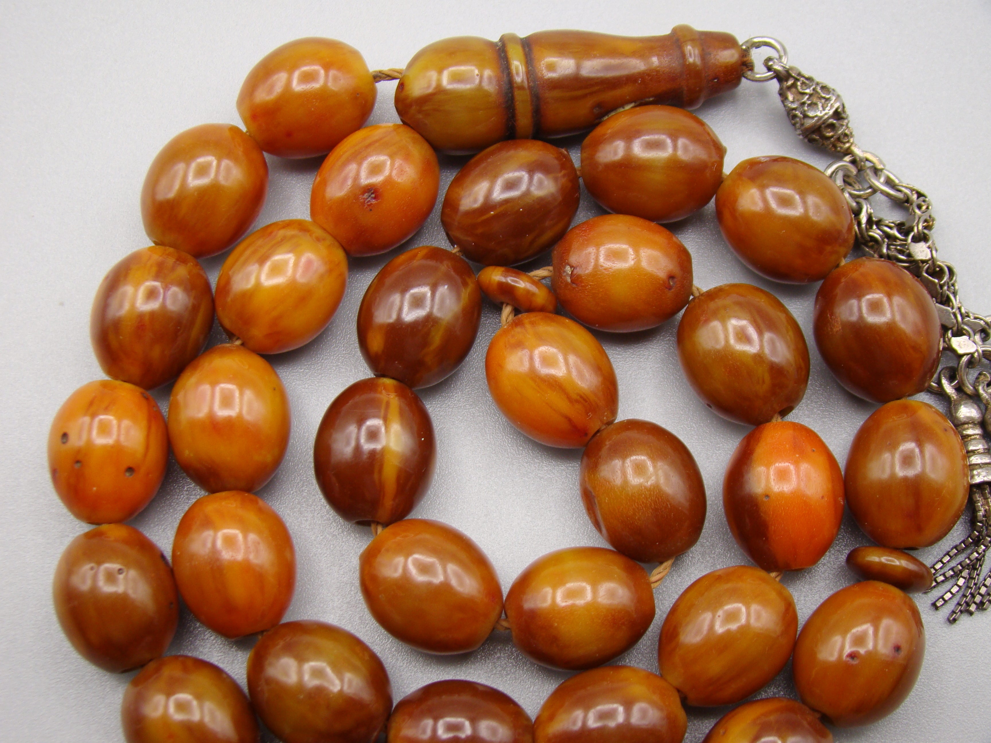 Antique Beautiful Bakelite Amber Rosary beads - Kingdom of Antique Arts