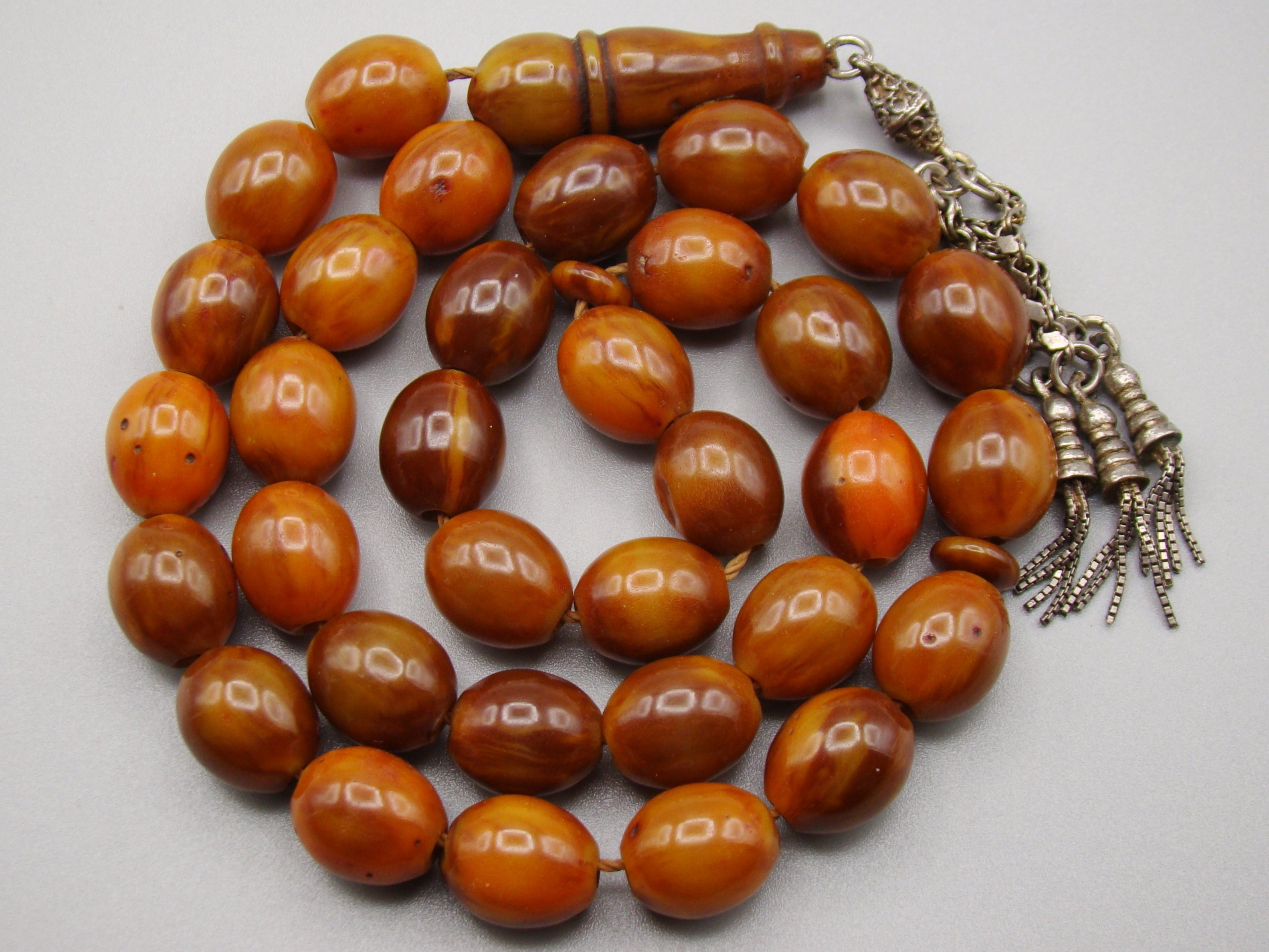Antique Beautiful Bakelite Amber Rosary beads - Kingdom of Antique Arts