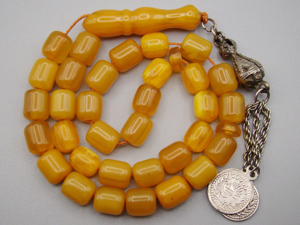 Antique Beautiful Bakelite Amber Rosary beads - Kingdom of Antique Arts