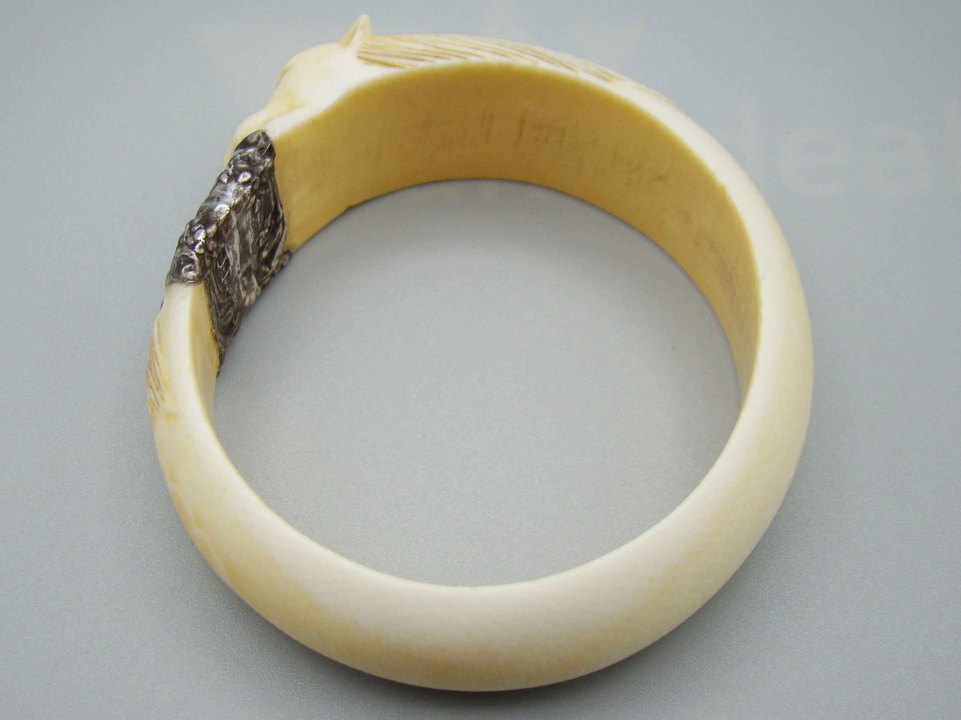 Antique Ivory, Natural Ivory, Ivory Bracelet, Mediterranean Ivory, handcarved Ivory, Asien Ivory, Elephant Ivory, Sterling Silver