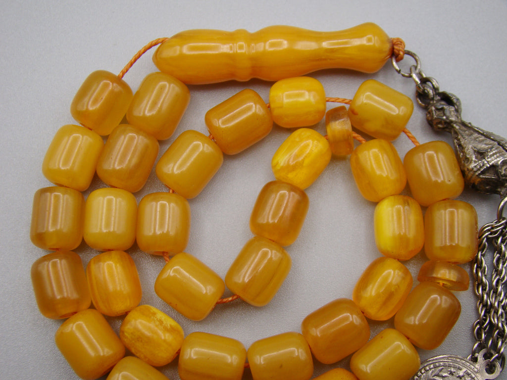 Antique Beautiful Bakelite Amber Rosary beads - Kingdom of Antique Arts