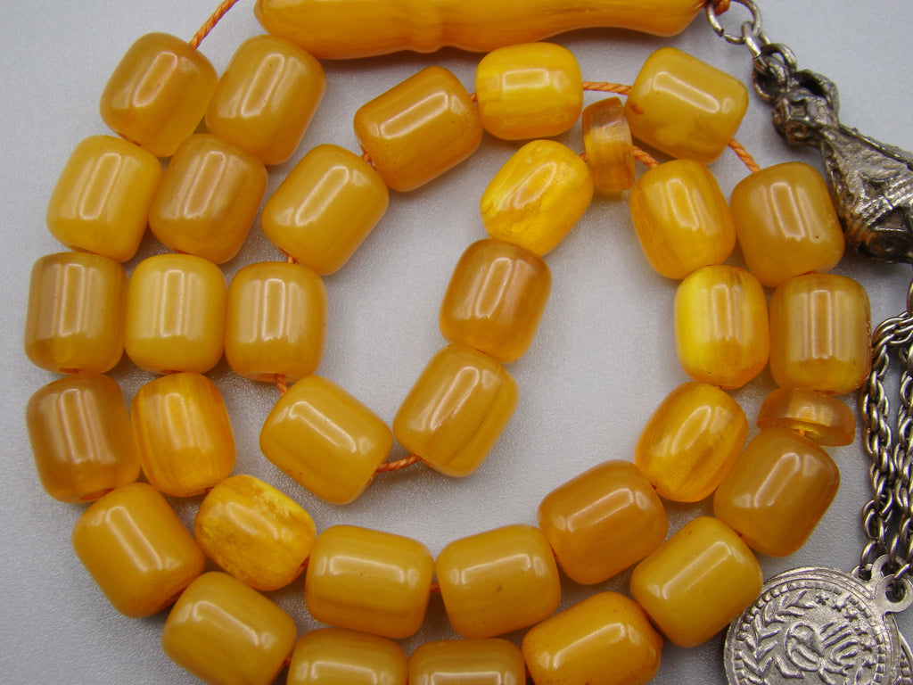 Antique Beautiful Bakelite Amber Rosary beads - Kingdom of Antique Arts