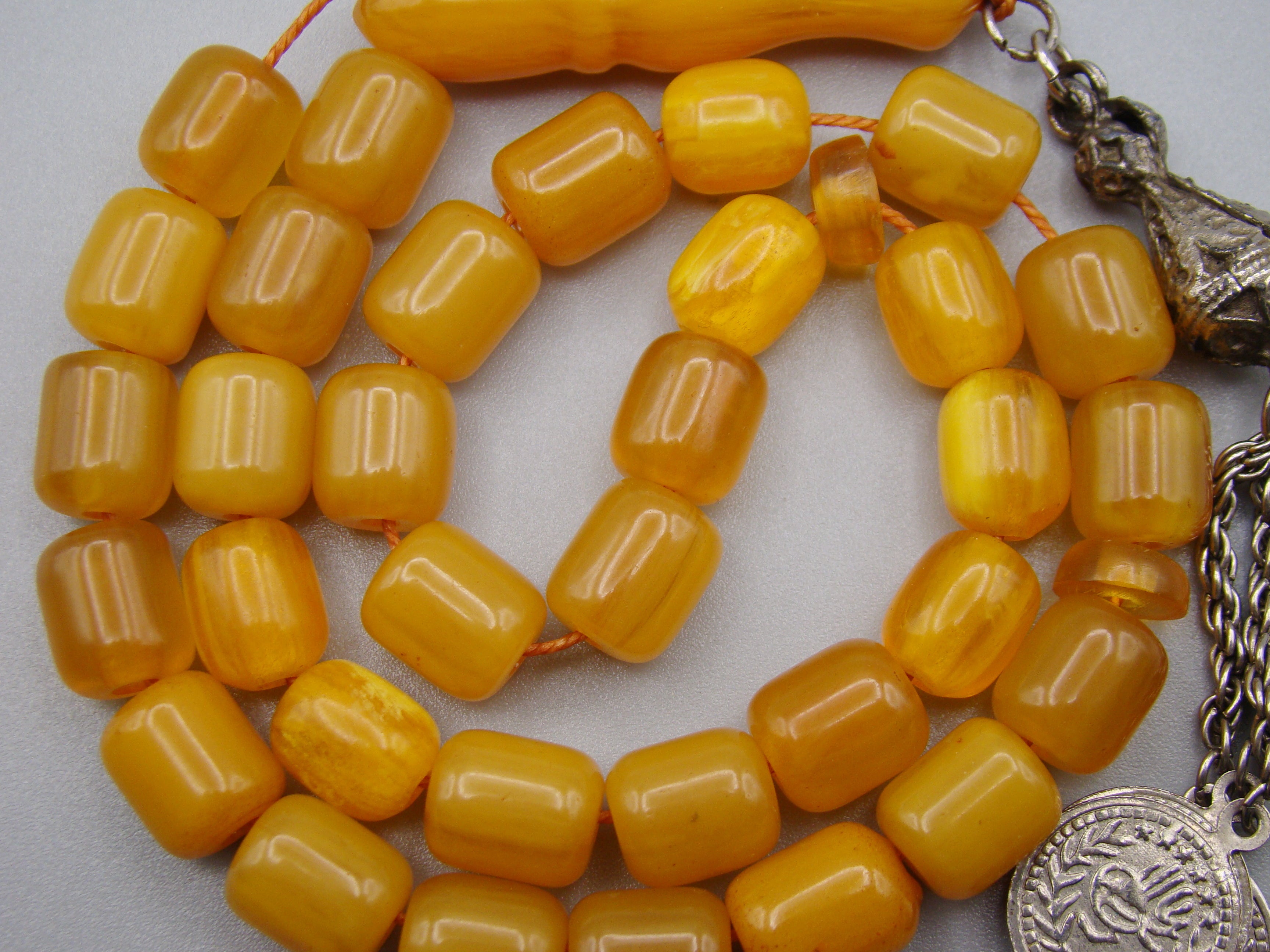 Antique Beautiful Bakelite Amber Rosary beads - Kingdom of Antique Arts