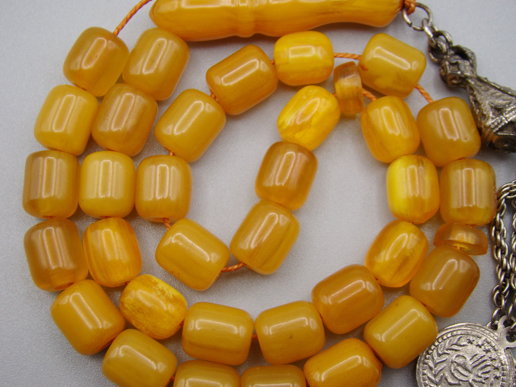 Antique Beautiful Bakelite Amber Rosary beads - Kingdom of Antique Arts