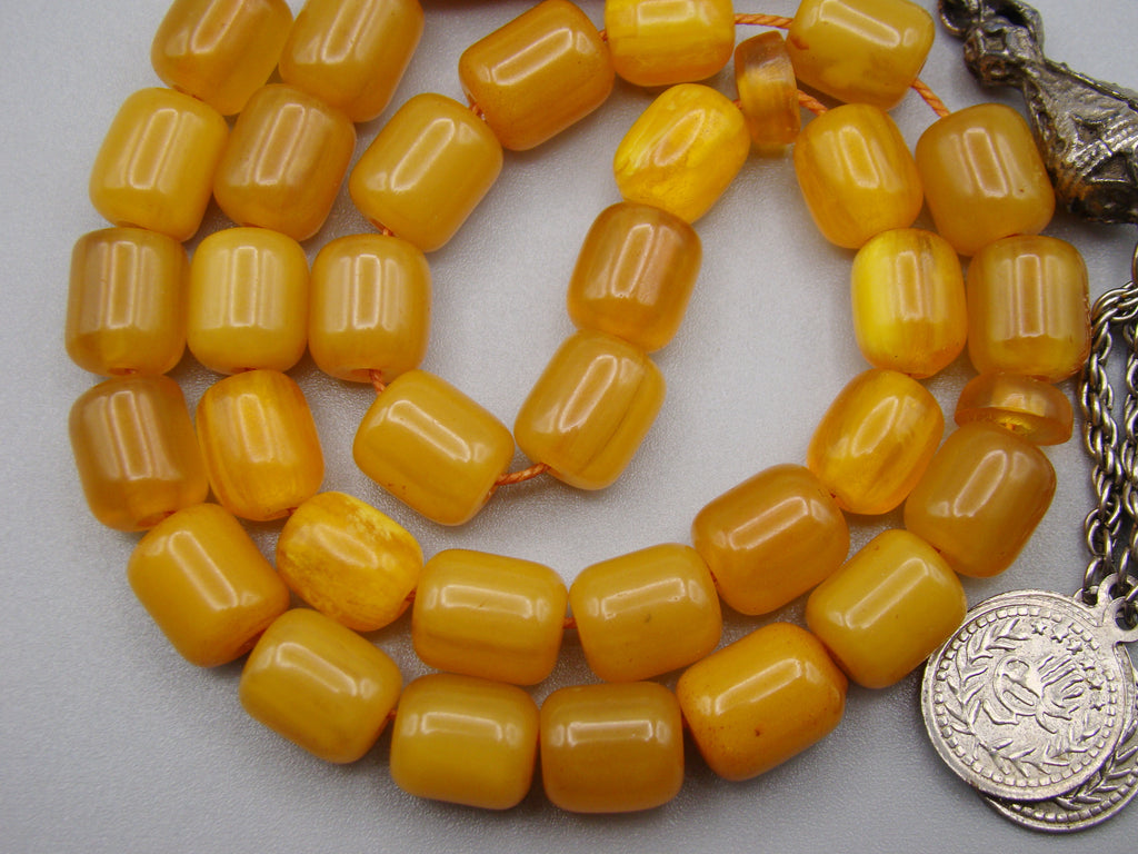 Antique Beautiful Bakelite Amber Rosary beads - Kingdom of Antique Arts