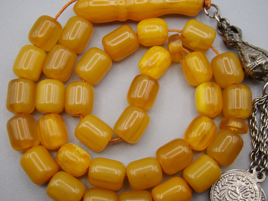 Antique Beautiful Bakelite Amber Rosary beads - Kingdom of Antique Arts