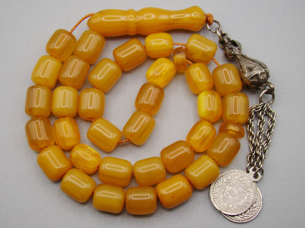 Antique Beautiful Bakelite Amber Rosary beads - Kingdom of Antique Arts