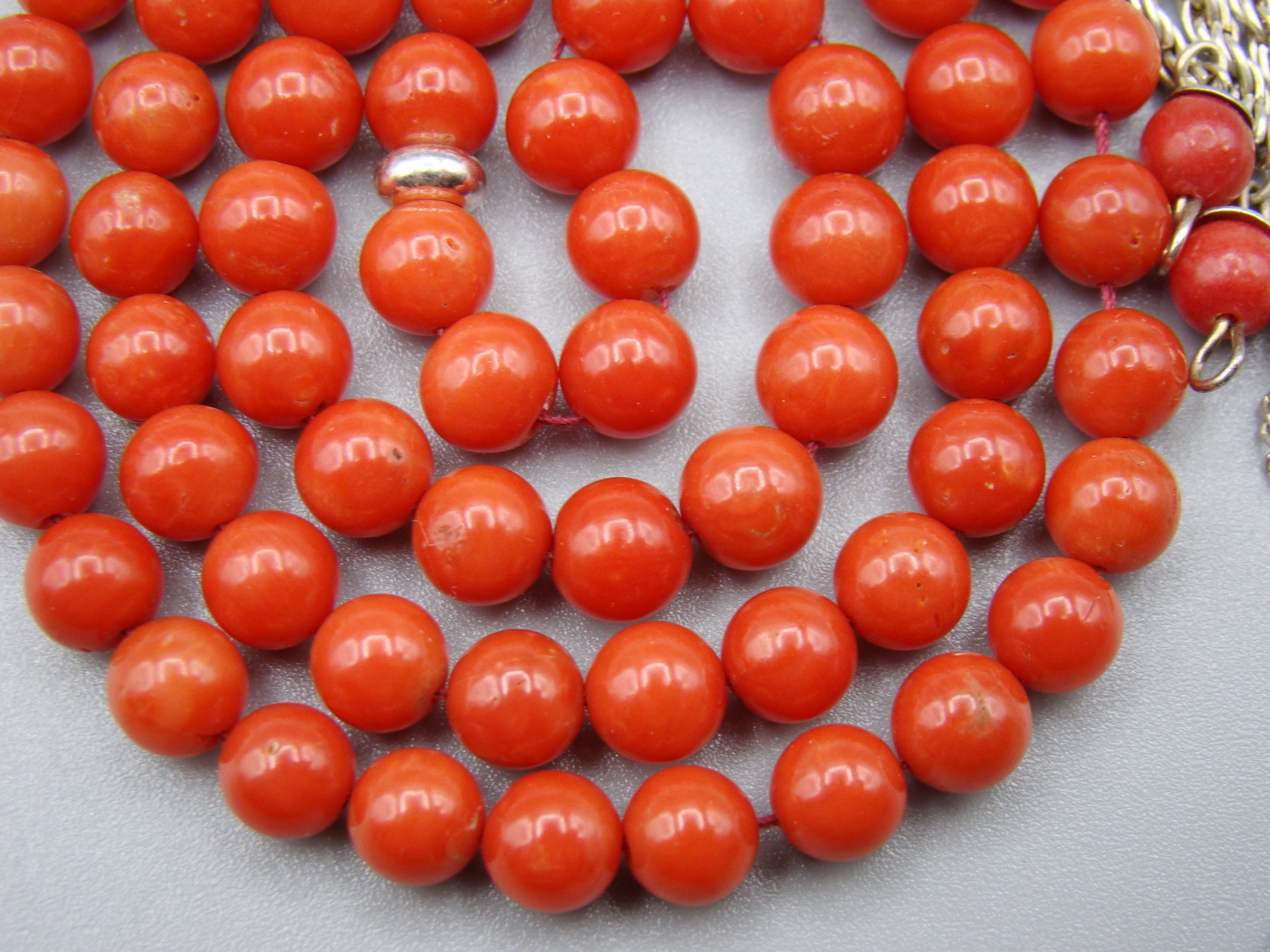 antique coral, natural coral, undyed coral, dark red coral, blood red coral, Italian coral, pacific coral, Sardinian Coral, Coral beads, Coral Rosary beads, Coral chain, Coral necklace, sea coral, aka coral, silver 800 clasp