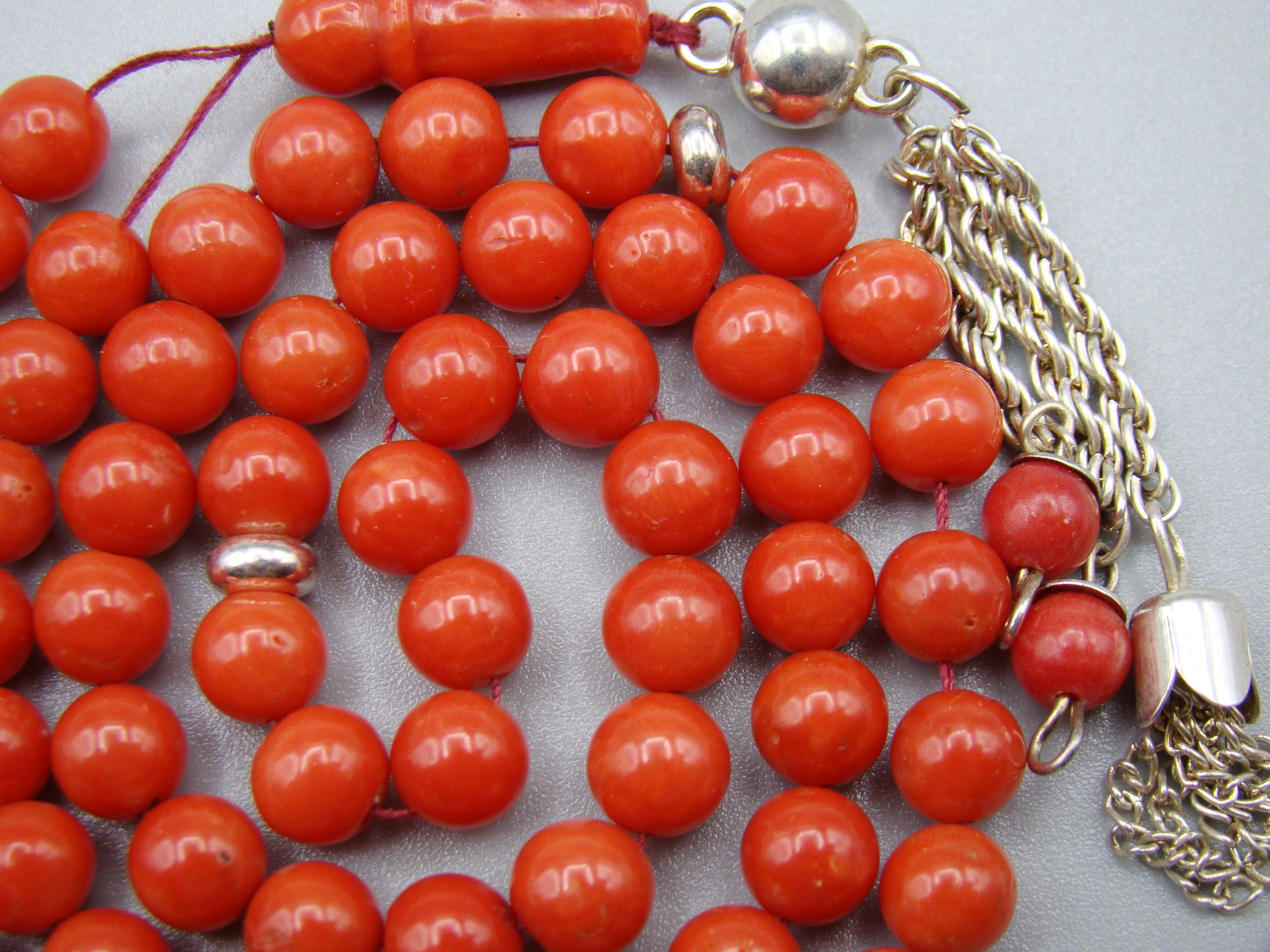 antique coral, natural coral, undyed coral, dark red coral, blood red coral, Italian coral, pacific coral, Sardinian Coral, Coral beads, Coral Rosary beads, Coral chain, Coral necklace, sea coral, aka coral, silver 800 clasp