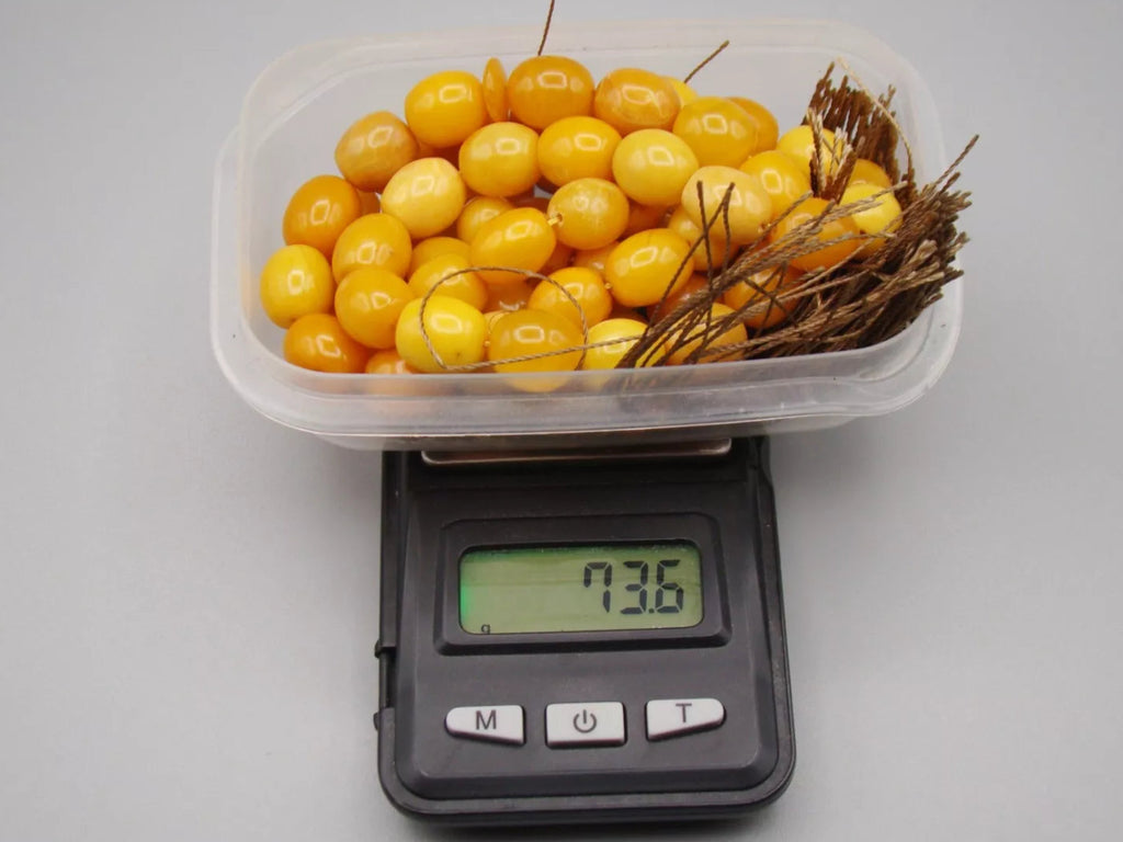 Baltisk naturlig ravhalskæde med rosenkransperler, 73.6 gram