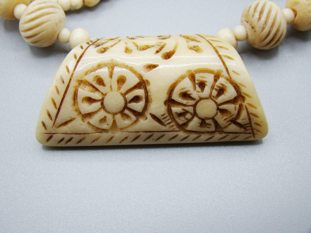 Antique Natural Bone Necklace with Pendant - Kingdom of Antique Arts