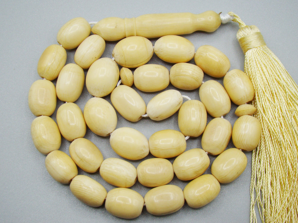 Antique Ivory, Natural Ivory, Mediterranean Ivory, handcarved Ivory, Asien Ivory, Elephant Ivory, Ivory Chain, Ivory necklace, Ivory Rosary, Rosary beads, مسبحة, Masbaha, Muslim prayer beads, Sterling Silver