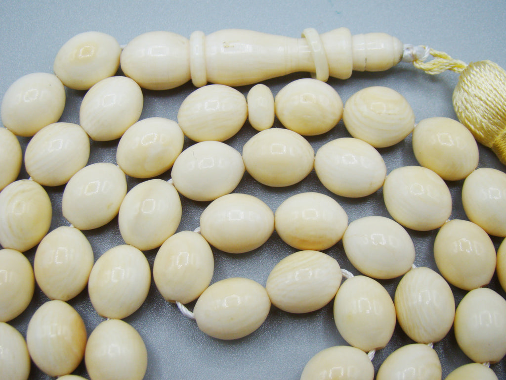 Antique Ivory, Natural Ivory, Mediterranean Ivory, handcarved Ivory, Asien Ivory, Elephant Ivory, Ivory Chain, Ivory necklace, Ivory Rosary, Rosary beads, مسبحة, Masbaha, Muslim prayer beads, Sterling Silver