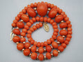 antique coral, natural coral, undyed coral, dark red coral, blood red coral, Italian coral, pacific coral, Sardinian Coral, red coral, sea coral, Mediterranean necklace, Mediterranean coral, Mediterranean chain, coral beads, handcarved, aka red, handcarved, 14 karat gold, 18 Karat Gold, 9 karat Gold