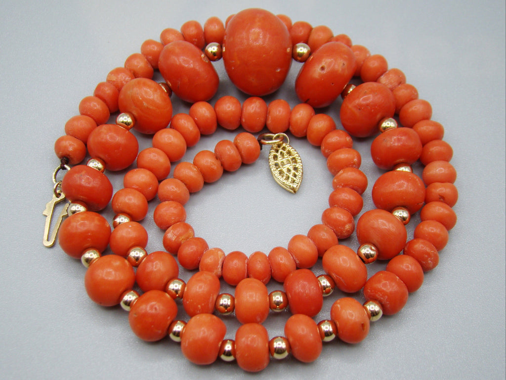 antique coral, natural coral, undyed coral, dark red coral, blood red coral, Italian coral, pacific coral, Sardinian Coral, red coral, sea coral, Mediterranean necklace, Mediterranean coral, Mediterranean chain, coral beads, handcarved, aka red, handcarved, 14 karat gold, 18 Karat Gold, 9 karat Gold