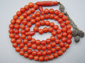 antique coral, natural coral, undyed coral, dark red coral, blood red coral, Italian coral, pacific coral, Sardinian Coral, Coral beads, Coral Rosary beads, coral chain, coral necklace, Rosary beads, coral Rosary, sea coral, aka coral, مسبحة, Sterling Silver Tassel