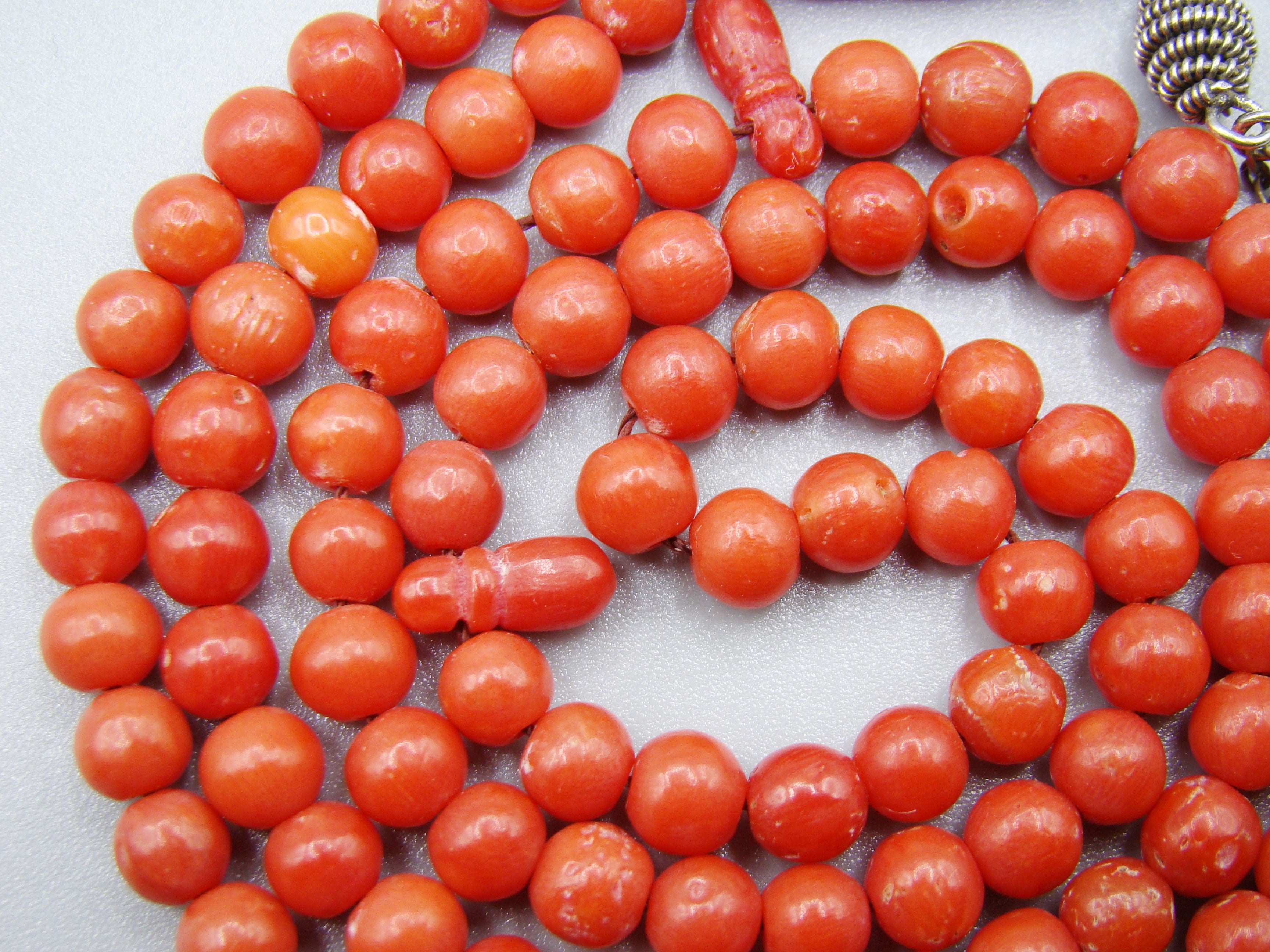 antique coral, natural coral, undyed coral, dark red coral, blood red coral, Italian coral, pacific coral, Sardinian Coral, Coral beads, Coral Rosary beads, coral chain, coral necklace, Rosary beads, coral Rosary, sea coral, aka coral, مسبحة, Sterling Silver Tassel