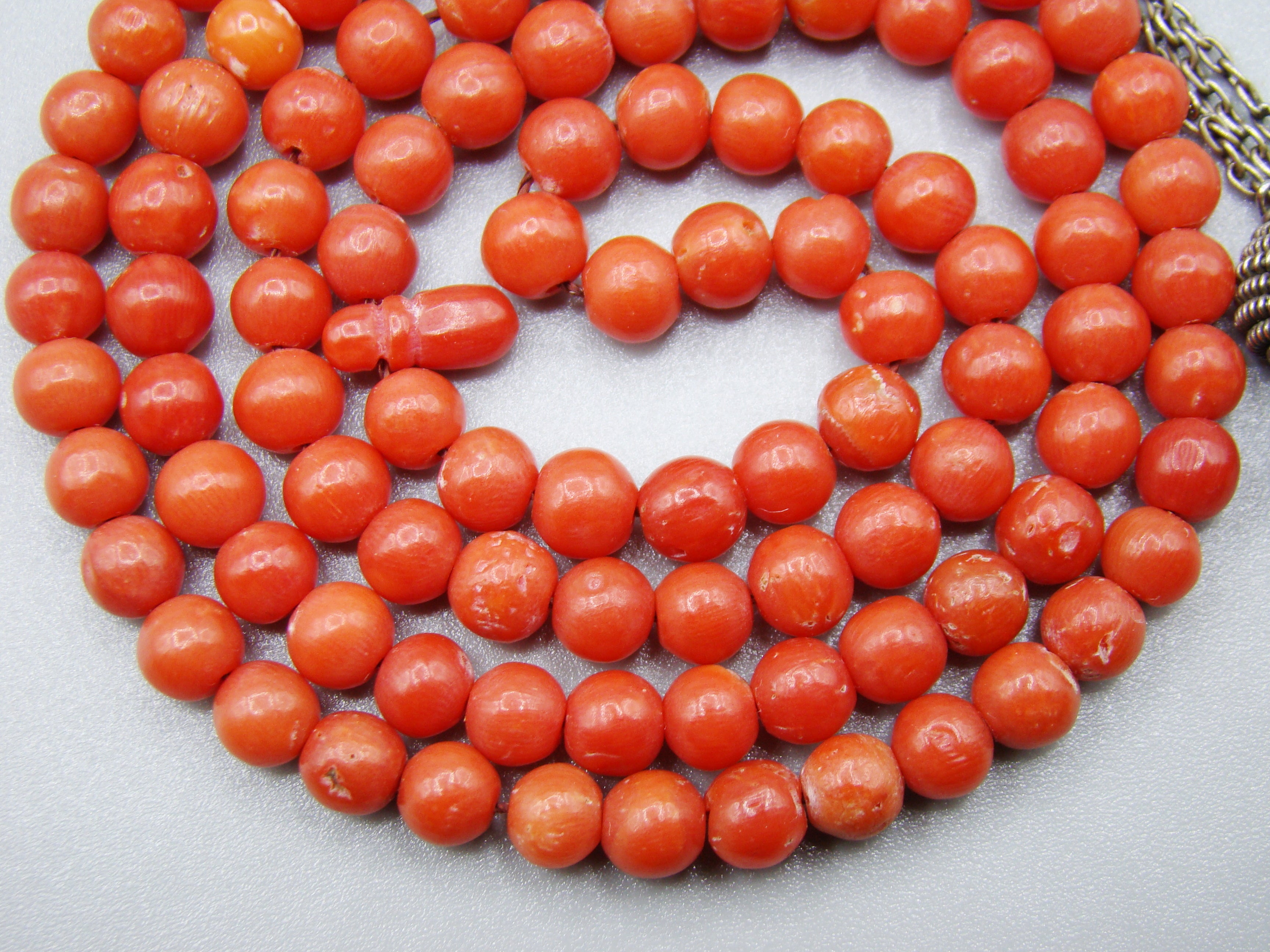 antique coral, natural coral, undyed coral, dark red coral, blood red coral, Italian coral, pacific coral, Sardinian Coral, Coral beads, Coral Rosary beads, coral chain, coral necklace, Rosary beads, coral Rosary, sea coral, aka coral, مسبحة, Sterling Silver Tassel