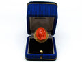 antique coral, natural coral, undyed coral, dark red coral, blood red coral, Italian coral, pacific coral, Sardinian Coral, sea coral, Mediterranean coral, Mediterranean red, Mediterranean ring, coral ring , 21 karat gold, momo red, momo ring, momo coral