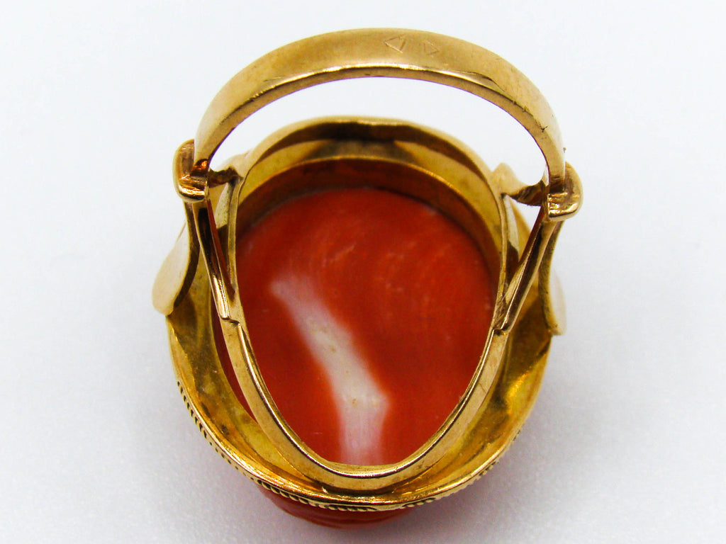 antique coral, natural coral, undyed coral, dark red coral, blood red coral, Italian coral, pacific coral, Sardinian Coral, sea coral, Mediterranean coral, Mediterranean red, Mediterranean ring, coral ring , 21 karat gold, momo red, momo ring, momo coral