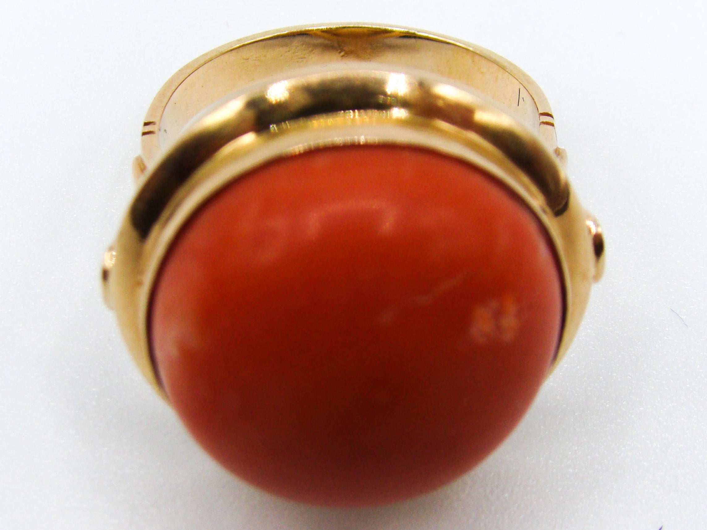 antique coral, natural coral, undyed coral, dark red coral, blood red coral, Italian coral, pacific coral, Sardinian Coral, red coral, sea coral, Mediterranean ring, Mediterranean coral, coral ring, handcarved, aka red, 14 karat gold