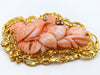 antique coral, natural coral, undyed coral, salmon coral, Italian coral, pacific coral, Sardinian Coral, sea coral, Mediterranean coral, Mediterranean brooch, Mediterranean salmon, handcarved coral, coral brooch, 21 karat gold, Diamond, salmon brooch