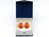 antique coral, natural coral, undyed coral, dark orange coral, Italian coral, pacific coral, Sardinian Coral, sea coral, Mediterranean coral, Mediterranean earrings, coral earrings, handcarved coral, 14 karat gold