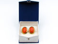 antique coral, natural coral, undyed coral, dark orange coral, Italian coral, pacific coral, Sardinian Coral, sea coral, Mediterranean coral, Mediterranean earrings, coral earrings, handcarved coral, 14 karat gold