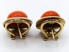 antique coral, natural coral, undyed coral, dark orange coral, Italian coral, pacific coral, Sardinian Coral, sea coral, Mediterranean coral, Mediterranean earrings, coral earrings, handcarved coral, 14 karat gold