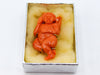 antique coral, natural coral, undyed coral, dark orange coral, Italian coral, pacific coral, Sardinian Coral, sea coral, Mediterranean coral, Mediterranean orange, handcarved coral, orange coral, 21 karat gold, coral brooch