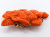 antique coral, natural coral, undyed coral, dark orange coral, Italian coral, pacific coral, Sardinian Coral, sea coral, Mediterranean coral, Mediterranean orange, handcarved coral, orange coral, 21 karat gold, coral brooch