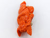 antique coral, natural coral, undyed coral, dark orange coral, Italian coral, pacific coral, Sardinian Coral, sea coral, Mediterranean coral, Mediterranean orange, handcarved coral, orange coral, 21 karat gold, coral brooch