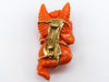 antique coral, natural coral, undyed coral, dark orange coral, Italian coral, pacific coral, Sardinian Coral, sea coral, Mediterranean coral, Mediterranean orange, handcarved coral, orange coral, 21 karat gold, coral brooch