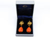 antique coral, natural coral, undyed coral, dark orange coral, Italian coral, pacific coral, Sardinian Coral, sea coral, Mediterranean coral, Mediterranean orange, handcarved coral, orange coral, 18 karat gold, coral earrings, coral cameo