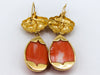 antique coral, natural coral, undyed coral, dark orange coral, Italian coral, pacific coral, Sardinian Coral, sea coral, Mediterranean coral, Mediterranean orange, handcarved coral, orange coral, 18 karat gold, coral earrings, coral cameo