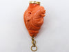 antique coral, natural coral, undyed coral, dark salmon coral, Italian coral, pacific coral, Sardinian Coral, sea coral, Mediterranean pendant, Mediterranean coral, coral pendant, handcarved coral, 14 karat gold, Diamond, salmon pendant