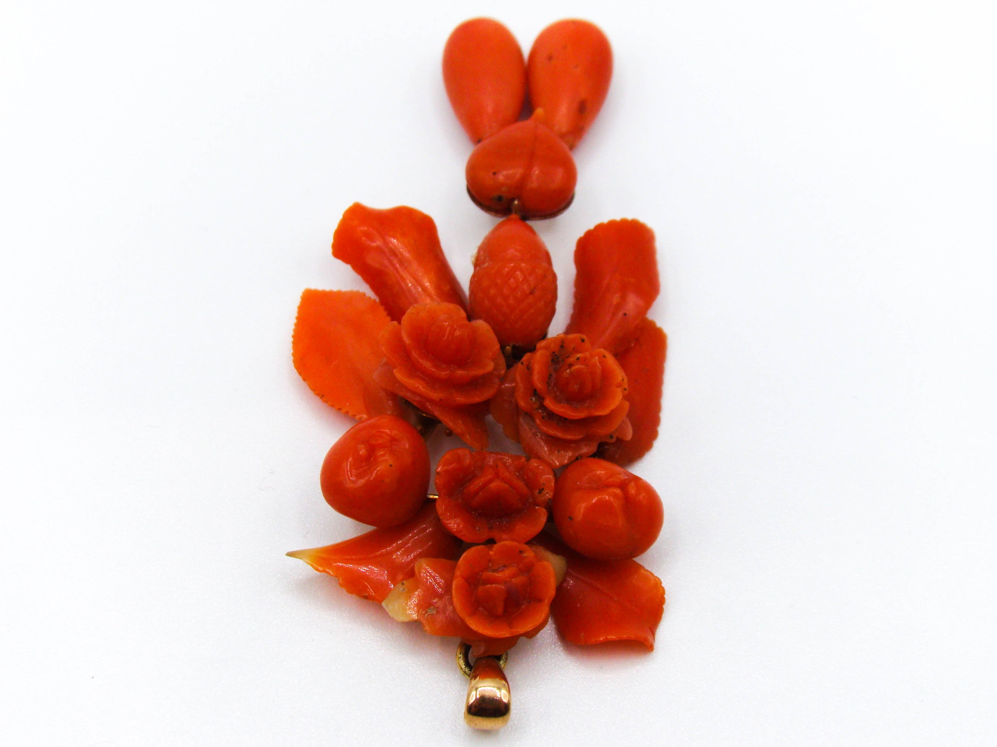 antique coral, natural coral, undyed coral, coral Pendant, dark red coral, blood red coral, Italian coral, pacific coral, Sardinian Coral, red coral, sea coral, Mediterranean pendant, Mediterranean coral, handcarved, aka red, handcarved, 14 karat gold, coral pendant