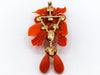 antique coral, natural coral, undyed coral, coral Pendant, dark red coral, blood red coral, Italian coral, pacific coral, Sardinian Coral, red coral, sea coral, Mediterranean pendant, Mediterranean coral, handcarved, aka red, handcarved, 14 karat gold, coral pendant