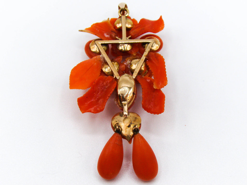 antique coral, natural coral, undyed coral, coral Pendant, dark red coral, blood red coral, Italian coral, pacific coral, Sardinian Coral, red coral, sea coral, Mediterranean pendant, Mediterranean coral, handcarved, aka red, handcarved, 14 karat gold, coral pendant