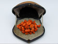 antique coral, natural coral, undyed coral, dark orange coral, Italian coral, pacific coral, Sardinian Coral, sea coral, Mediterranean coral, Mediterranean brooch, Mediterranean orange, coral brooch, handcarved coral, 14 karat gold