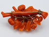 antique coral, natural coral, undyed coral, dark orange coral, Italian coral, pacific coral, Sardinian Coral, sea coral, Mediterranean coral, Mediterranean brooch, Mediterranean orange, coral brooch, handcarved coral, 14 karat gold