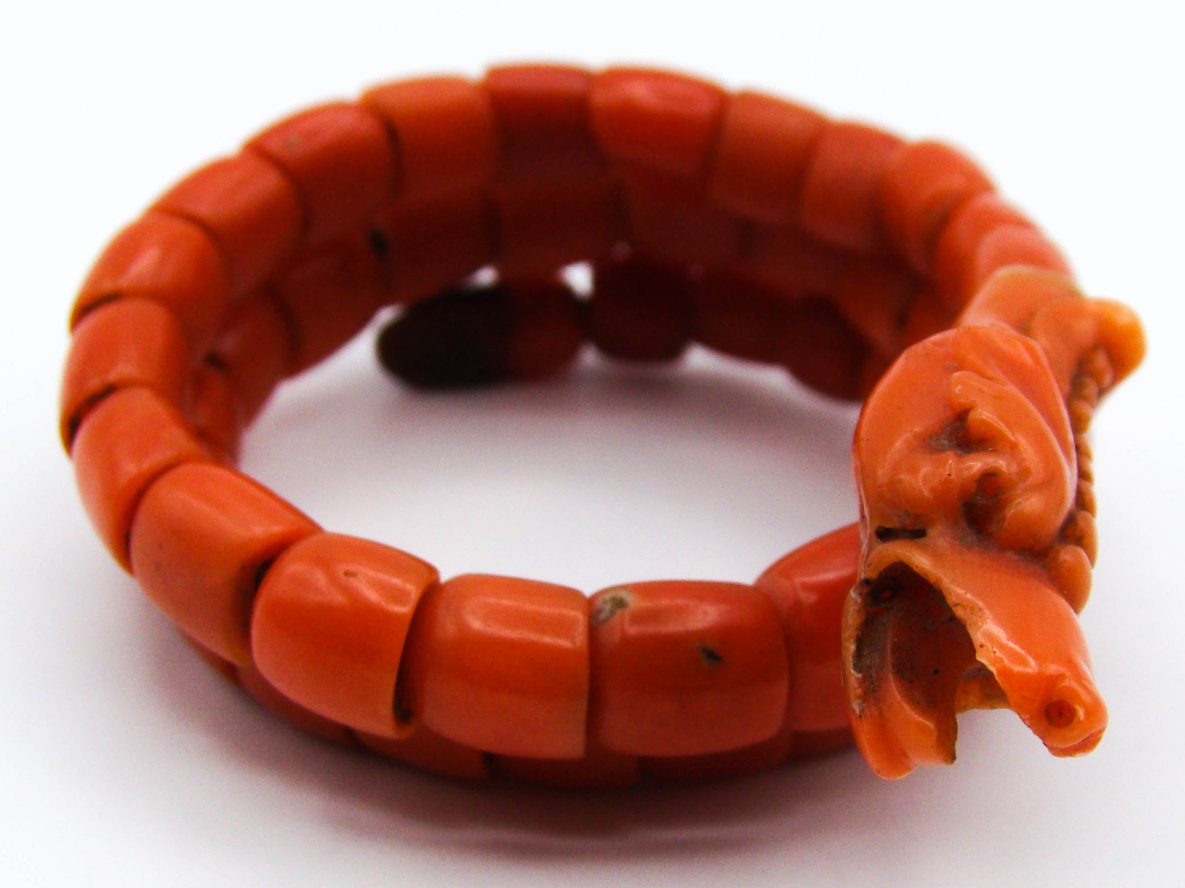 antique coral, natural coral, undyed coral, dark orange coral, Italian coral, pacific coral, Sardinian Coral, orange coral, sea coral, Mediterranean coral, Mediterranean bracelet, coral bracelet, Dragon bracelet, handcarved
